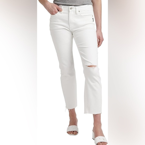 WHITE STRAIGHT CROP high rise - Picture 1 of 4